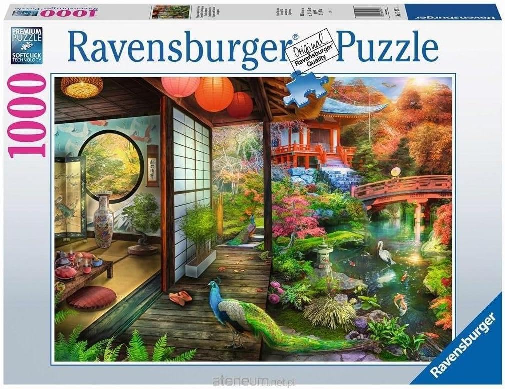 Ravensburger Kyoto Japanese Garden Teahouse 1000 Piece Jigsaw Puzzle - Experience The Serene Tea Ceremony | Softclick Technology | Perfect for Adults and Kids | Forest Stewardship Council Certified