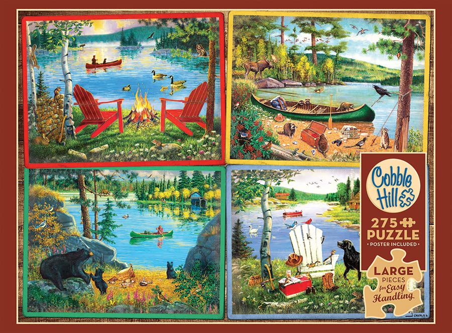 Cobble Hill 275 Piece Easy-Handling Puzzle - Cabin Country - Sample Poster Included