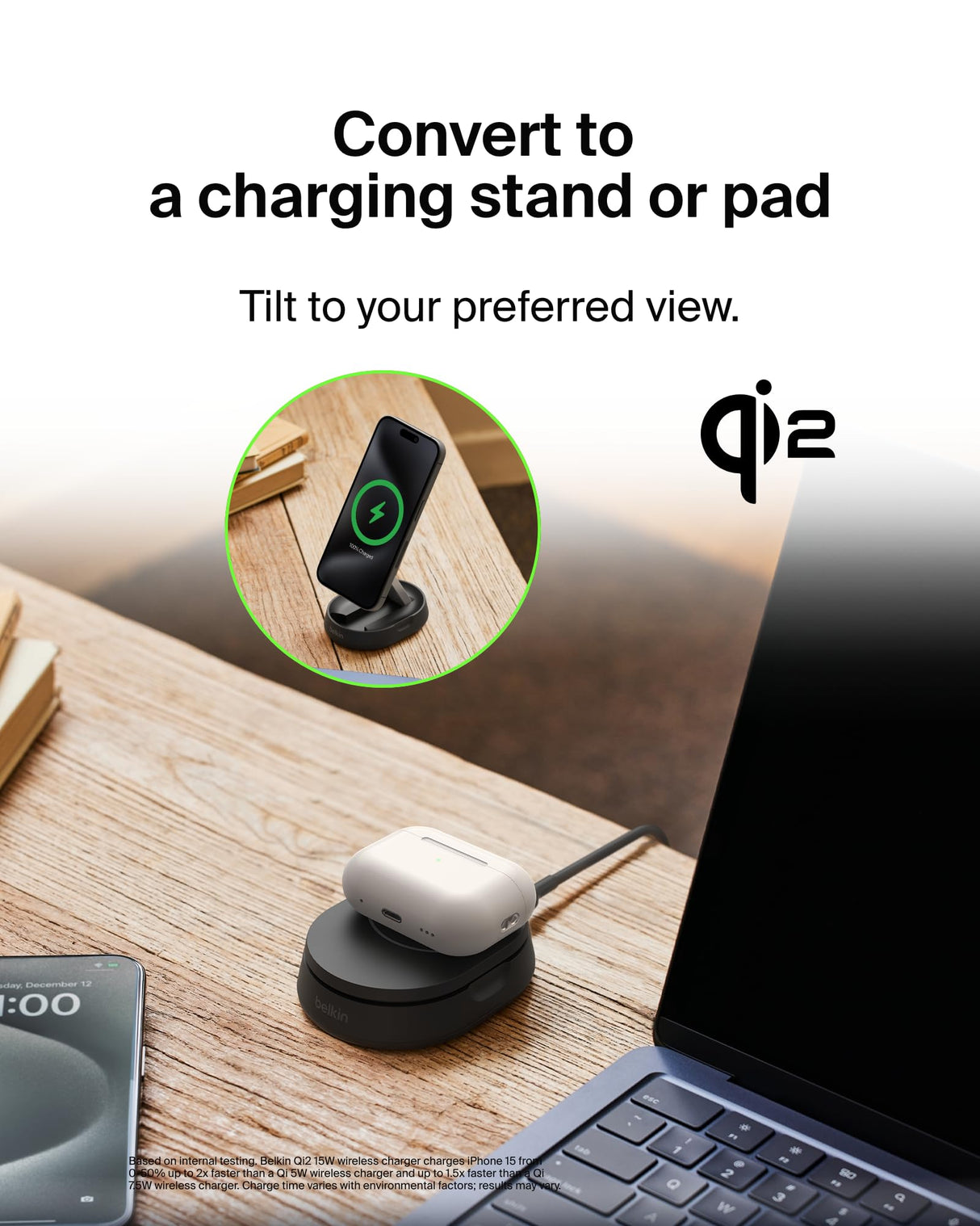 Belkin - Boost Charge Pro Convertible Magnetic Wireless Charging Stand With Qi2 15w - Black