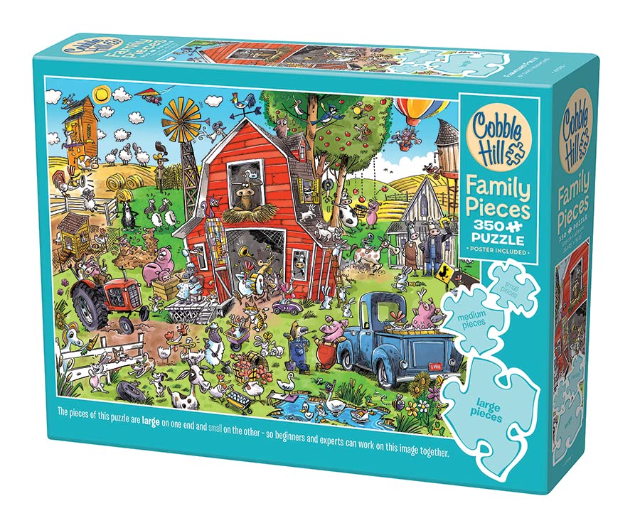 Cobble Hill Family Piece's 350 Puzzle - Farmyard Folly - Sample Poster Included