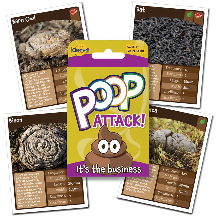 Outset Media Poop Attack Travel Card Game - The Game That Takes an unprecedented Look at The Wonders of The Animal World! - for 2 or More Players Ages 8 and up