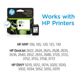 HP 65XL Black High-yield Ink Cartridge | Works with HP AMP 100 Series, HP DeskJet 2600, 3700 Series, HP ENVY 5000 Series | N9K04AN