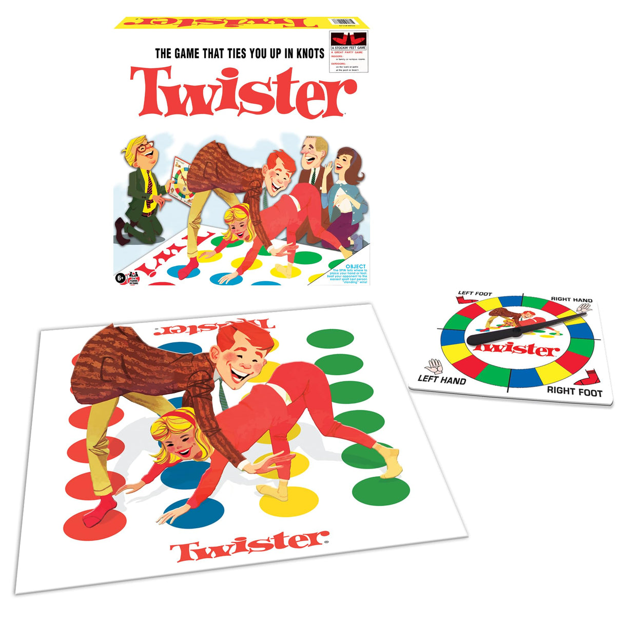 Classic Twister with Retro Design and Oversized Spinner by Winning Moves Games USA, Party Game for 2-4 Players, Indoor and Outdoor Fun for Kids Ages 6+