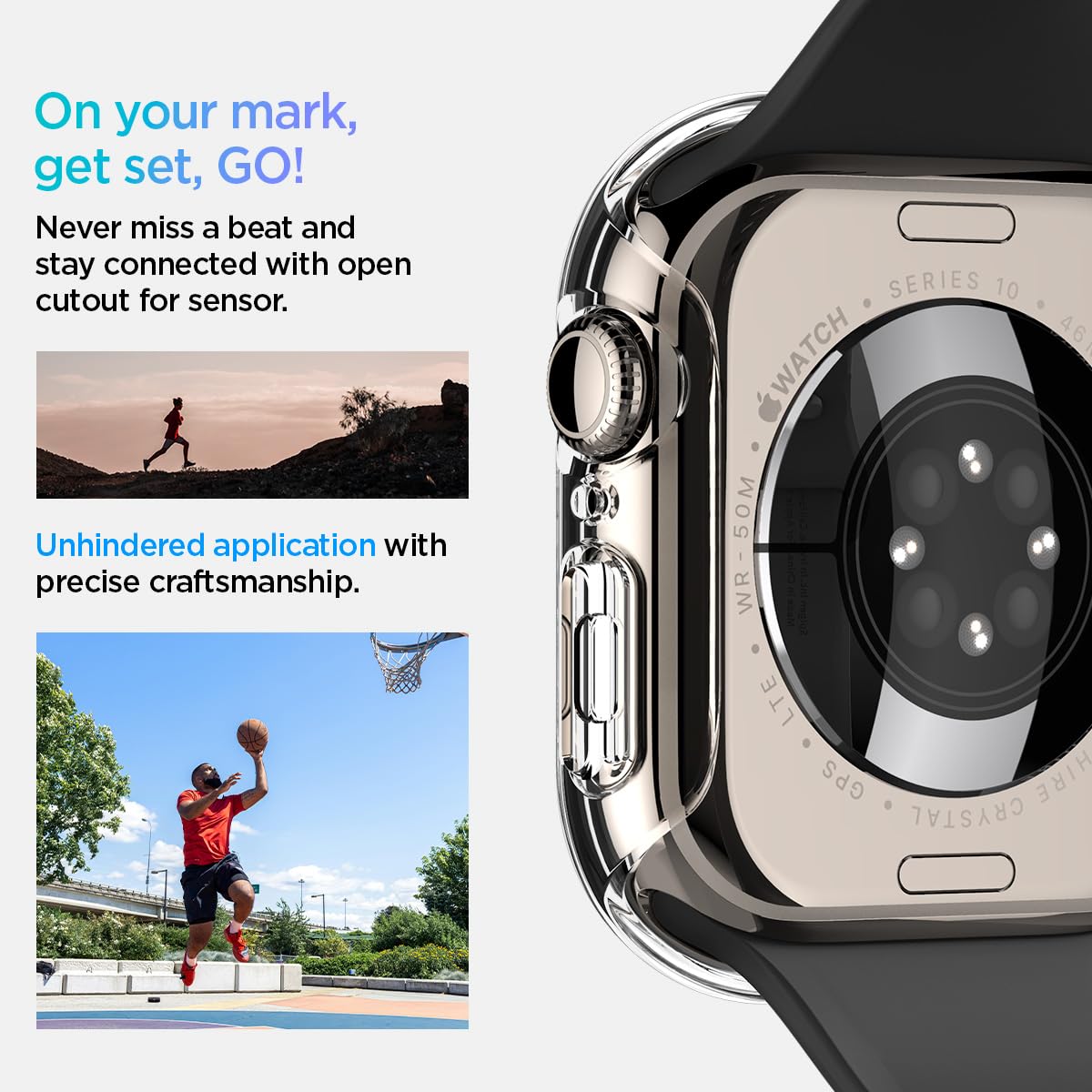 Spigen - Thin Fit Case For Apple Watch Series 10 46mm - Crystal Clear