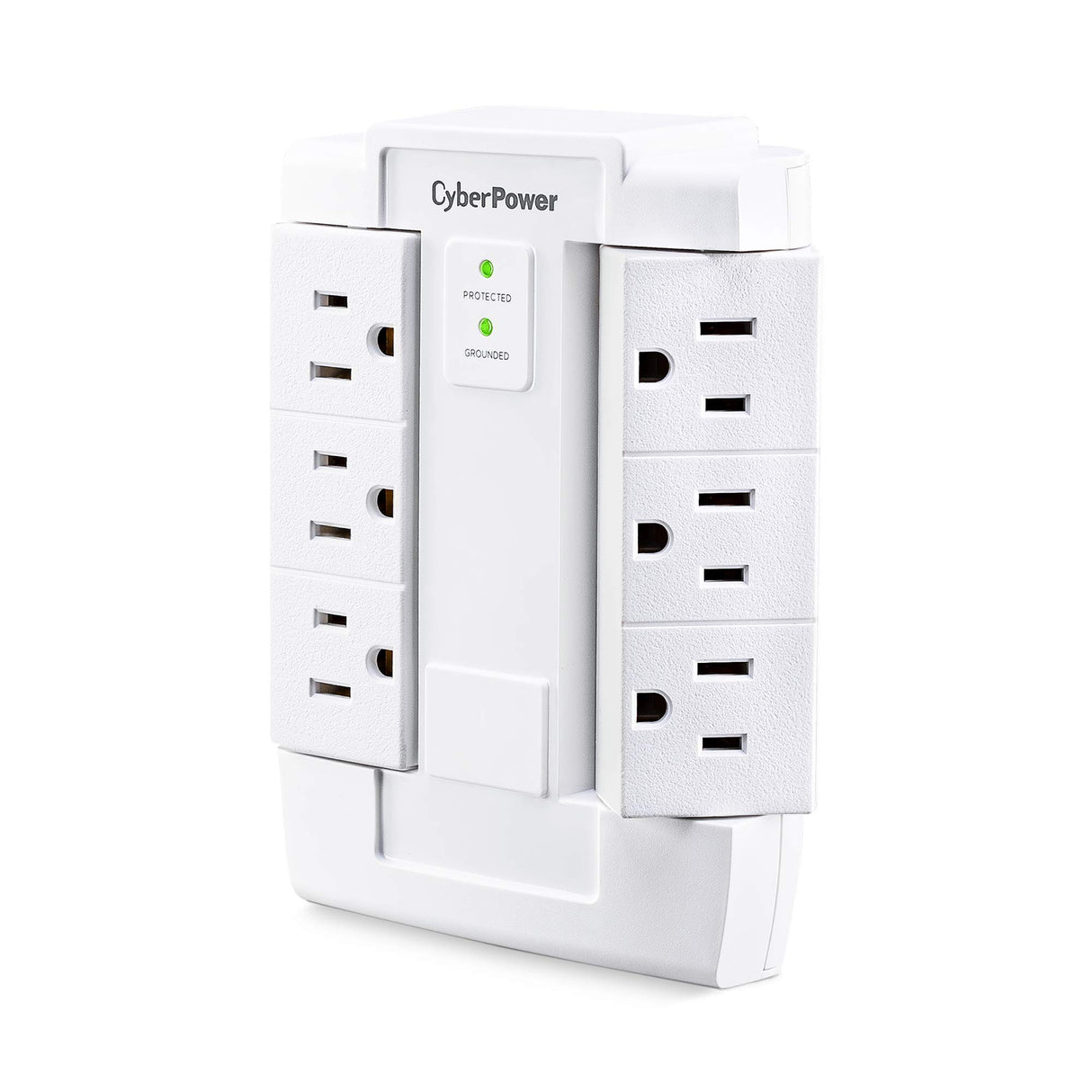 CyberPower CSB600WS Surge Protector, 900J/125V, 6 Swivel Outlets, Wall Tap, White, UL Listed
