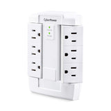 CyberPower CSB600WS Surge Protector, 900J/125V, 6 Swivel Outlets, Wall Tap, White, UL Listed