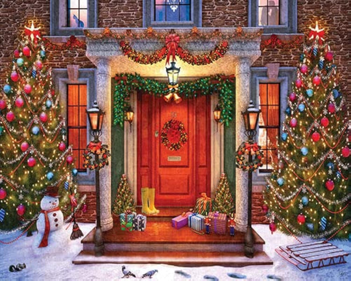 White Mountain Christmas Lights Christmas Puzzles 1000 Pieces Jigsaw Puzzles for Winter