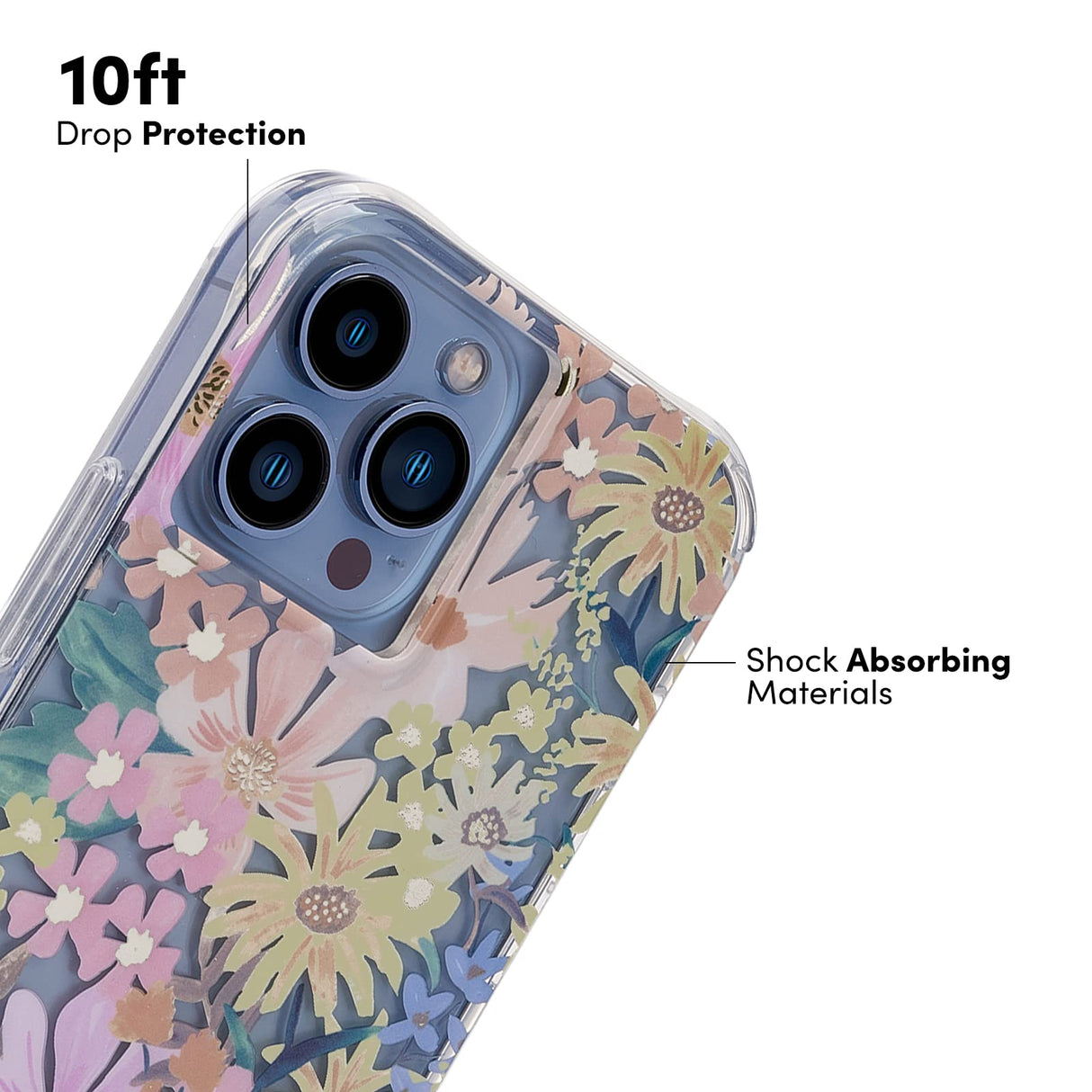 Rifle Paper Co. iPhone 13 Pro Max Case - 10ft Drop Protection with Wireless Charging - Luxury Floral Print 6.7" Case for iPhone 13 Pro Max - Slim, Anti Scratch, Shock Absorbing Materials - Marguerite