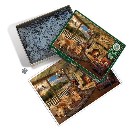Cobble Hill 1000 Piece Puzzle - Lakeside Cabin - Sample Poster Included - image 3