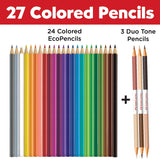 Faber-Castell World Colors Ecopencils, 27 Count - Diverse Skin Tone Colored Pencils For Kids