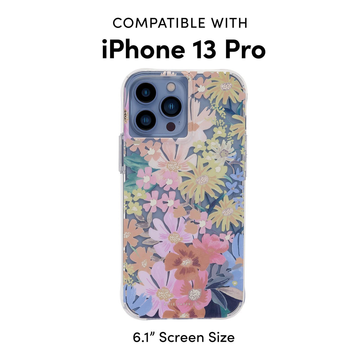 Rifle Paper Co. iPhone 13 Pro Case - 10ft Drop Protection with Wireless Charging - Luxury Floral Print 6.1" Cute Case for iPhone 13 Pro - Slim, Anti Scratch, Shock Absorbing Materials - Marguerite