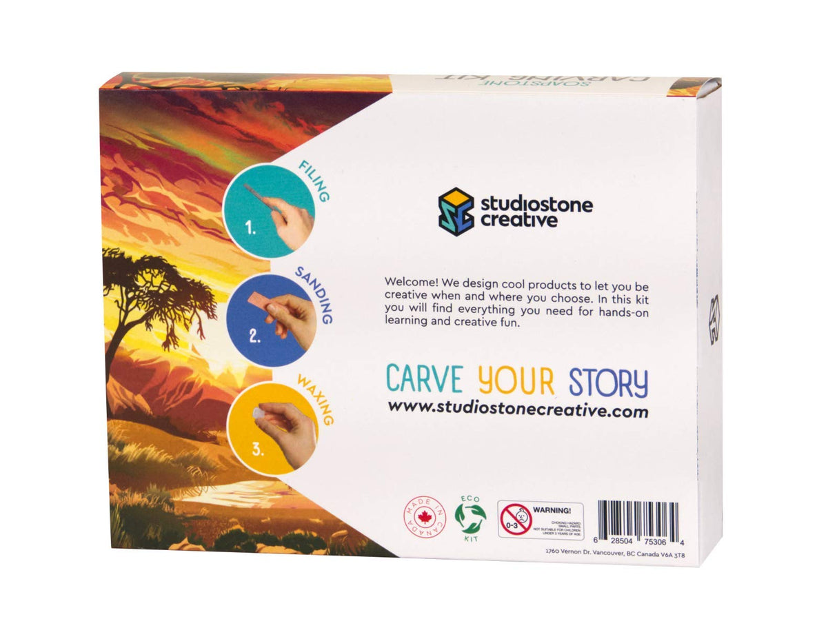 STUDIOSTONE CREATIVE DIY Arts & Crafts Carving Kit Kids & Adults | Elephant Sculpture Soapstone