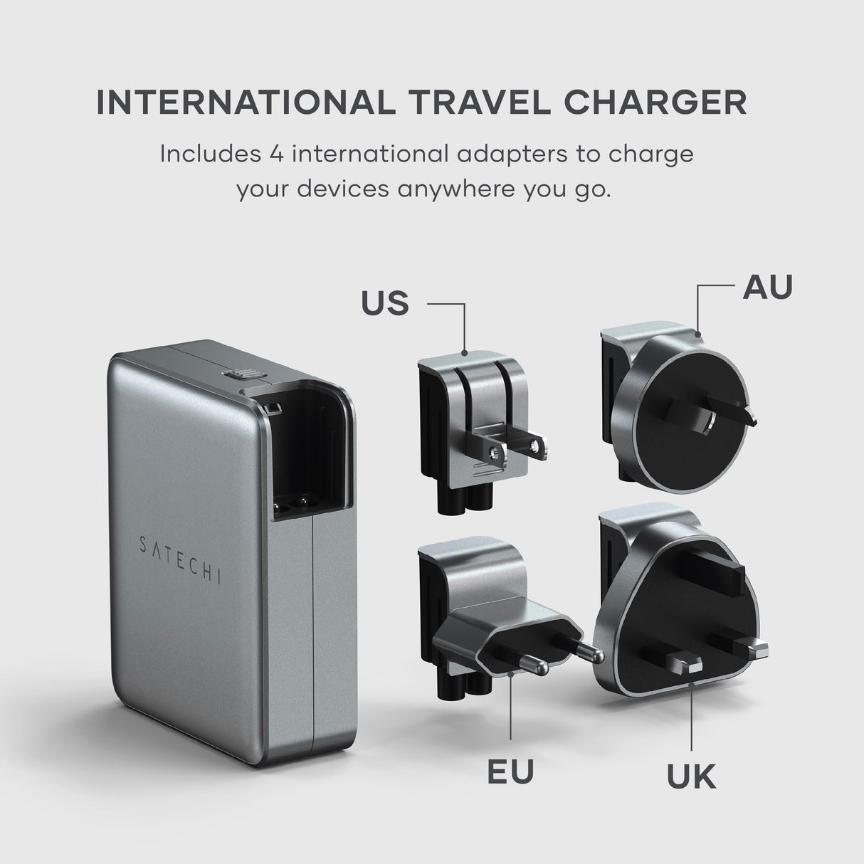 Satechi - 145w Usb C 4 Port Gan Travel Charger - Space Grey