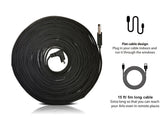 Weatherproof 16ft/5m Cable Compatible With Arlo Pro & Arlo Pro 2 — by Wasserstein (Black)