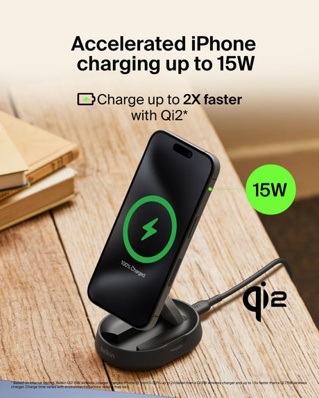 Belkin - Boost Charge Pro Convertible Magnetic Wireless Charging Stand With Qi2 15w - Black