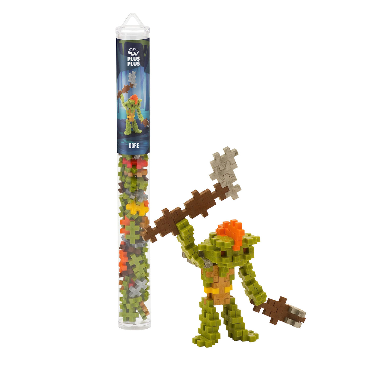 PLUS PLUS 3D Puzzle Cryptid Construction Building Block Set, Fun Fantasy Figures Stem Toys for Kids, 70 Interlocking Pieces - Ogre Mini Maker Tube