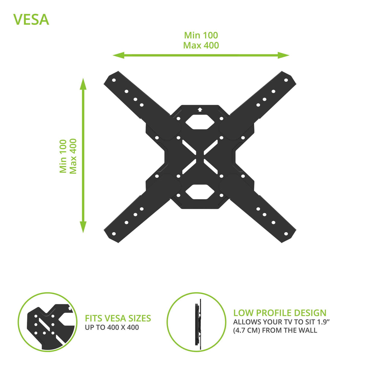 Kanto PS400 Full Motion Mount for 30-inch to 70-inch TVs