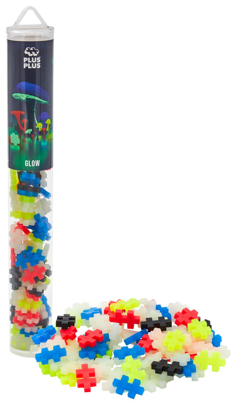PLUS PLUS 70 Piece Interlocking Building Blocks for Kids - Glow in The Dark Play Tube