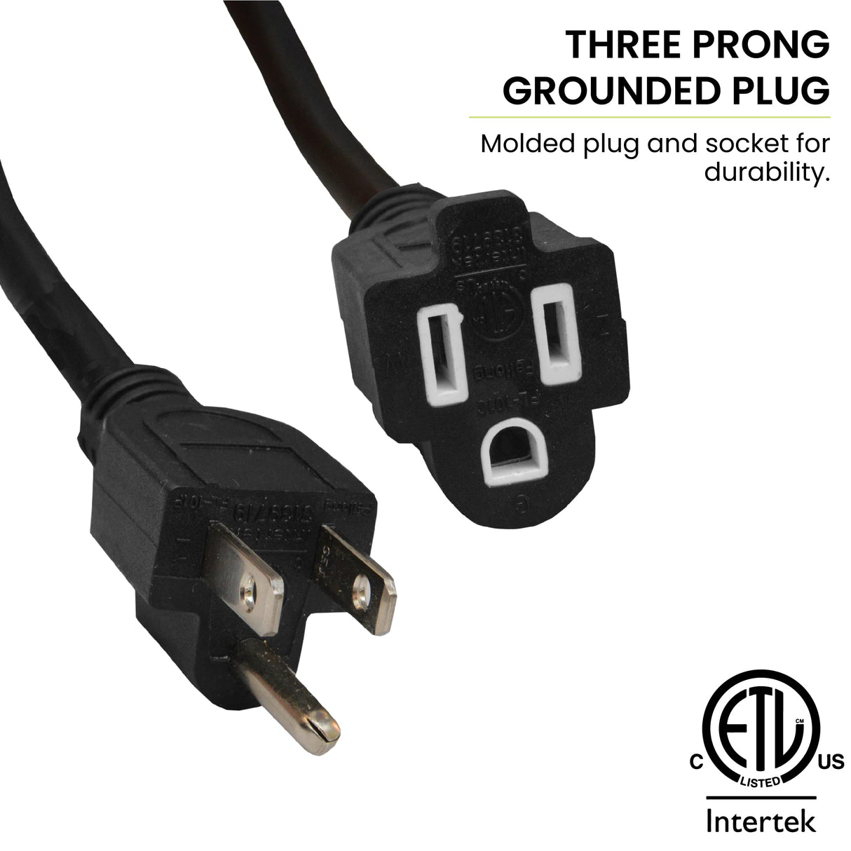 6100572: GOGREEN HEAVY-DUTY OUTDOOR POWER EXTENSION CORD - BLACK - 8' - 15'