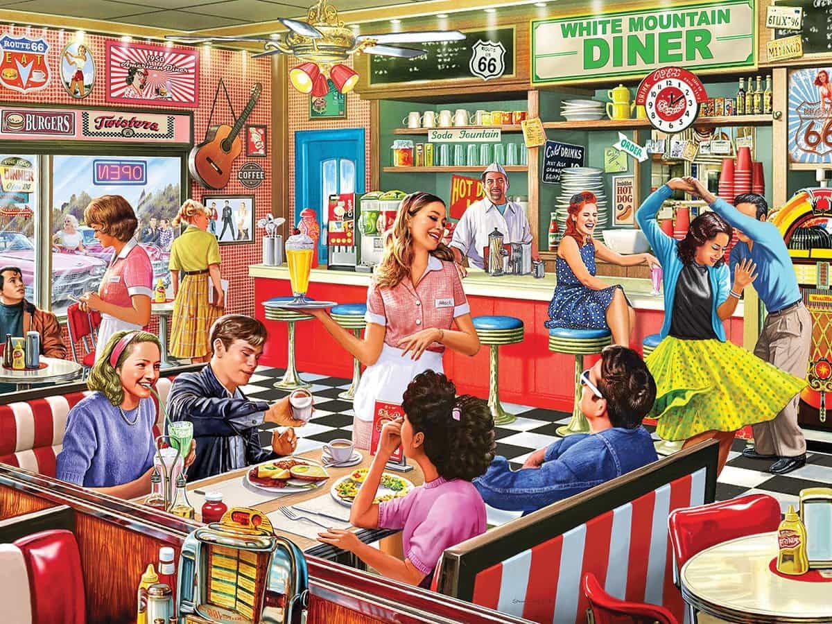 White Mountain Puzzles American Diner, 1000 Piece Jigsaw Puzzle