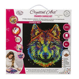 Crystal Art Medium Framed Kit (11.8in x 11.8in) - Colorful Wolf - Diamond Painting Kit for Ages 8 and Up