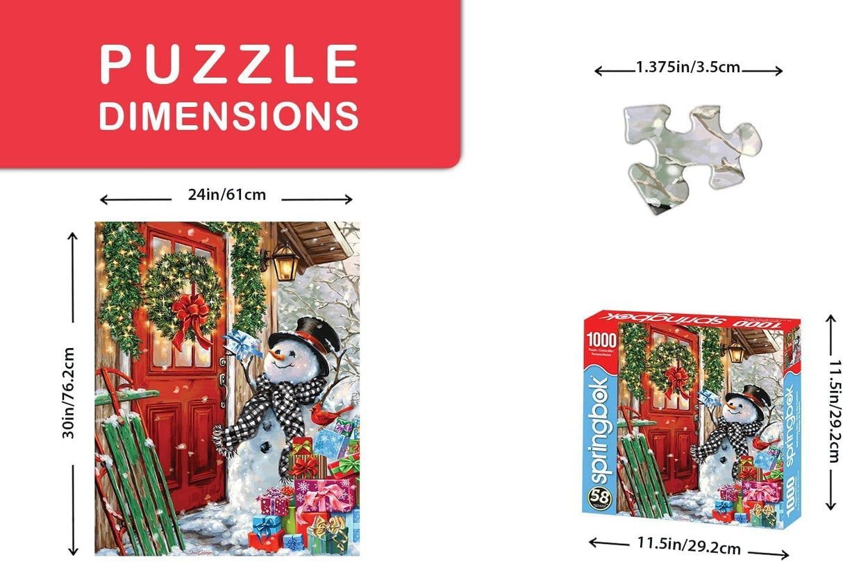 Springbok Delivering Gifts 1000 Piece Jigsaw Puzzle - A Joyful Snowman Delivering Will Make Any Family Gathering Fun