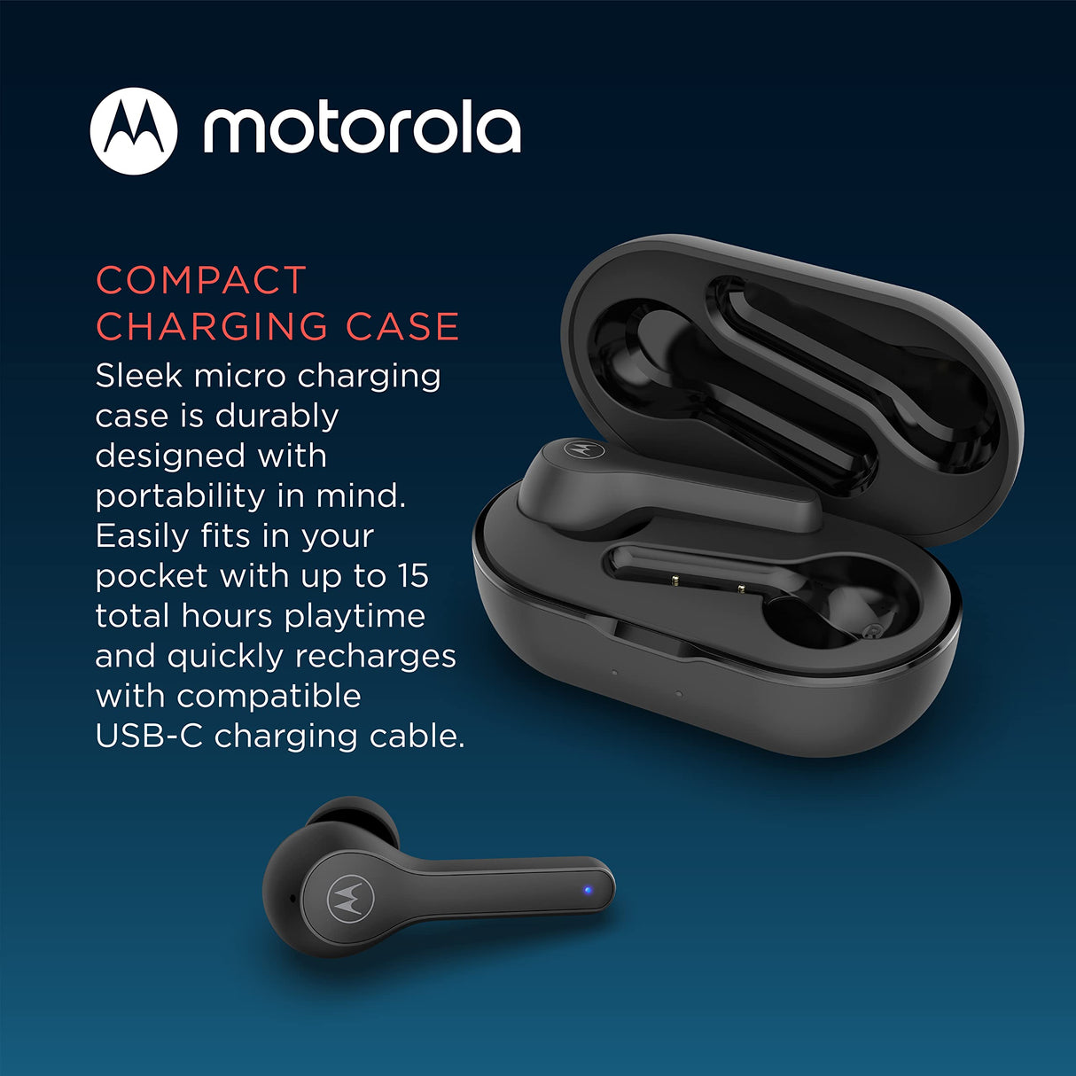 Motorola - Motobuds 085 In Ear True Wireless Bluetooth Earbuds - Black