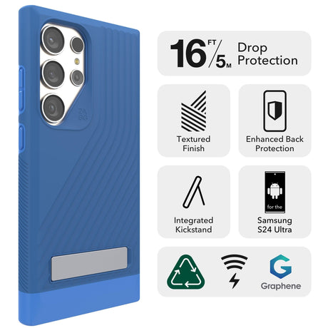 Zagg - Denali Case With Kickstand For Samsung Galaxy S24 Ultra - Cobalt Blue