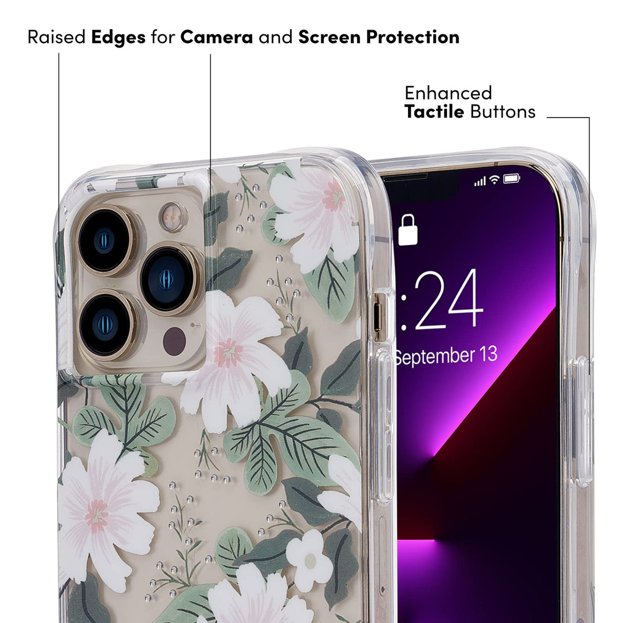 Rifle Paper Co. iPhone 13 Pro Case - 10ft Drop Protection with Wireless Charging - Luxury Floral 6.1" Cute Case for iPhone 13 Pro - Slim, Lightweight, Anti Scratch, Shock Absorbing Materials - Willow