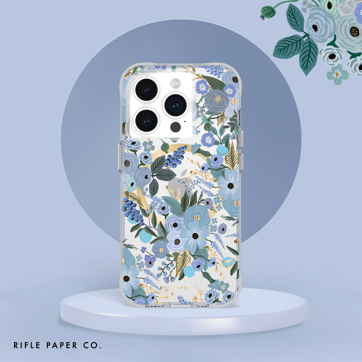 Rifle Paper Co - Magsafe Case For Apple Iphone 15 Pro - Garden Party Blue