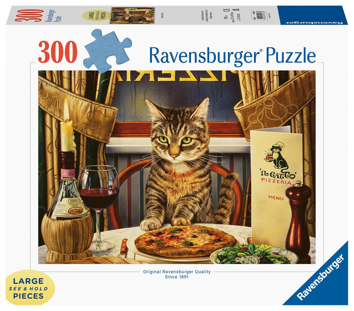 Ravensburger Dinner for One 300 Piece Large Format Jigsaw Puzzle - Fun & Engaging Toy for Adults | Unique Piece Design | FSC Certified Materials Option