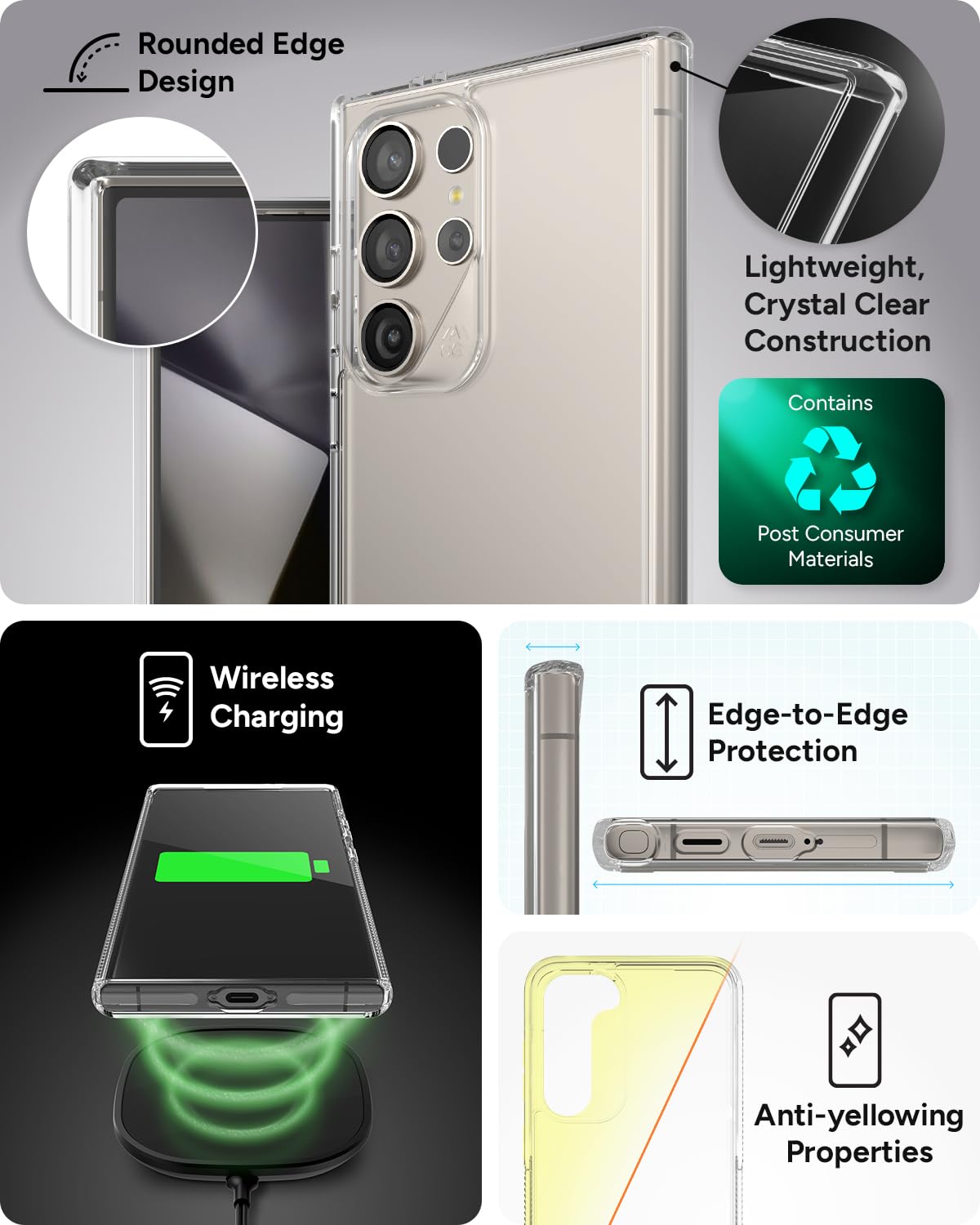 Zagg - Crystal Palace Case For Samsung Galaxy S24 Ultra - Clear