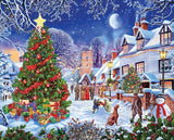 White Mountain Village Christmas Tree Christmas Puzzles 1000 Pieces Jigsaw Puzzle for Winter