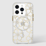 Case-mate - Floral Gems Magsafe Case For Apple Iphone 15 Pro - Gold