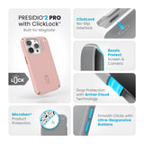 Speck - Presidio2 Pro Magsafe Case For Apple Iphone 15 Pro - Dahlia Pink