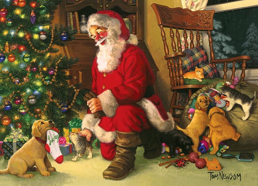 Cobble Hill Family Piece's 350 Puzzle - Santa's Lucky Stocking - Sample Poster Included