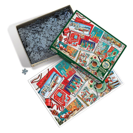Cobble Hill 1000 Piece Puzzle - Mid Mod Season's Greetings - Sample Poster Included - image 3