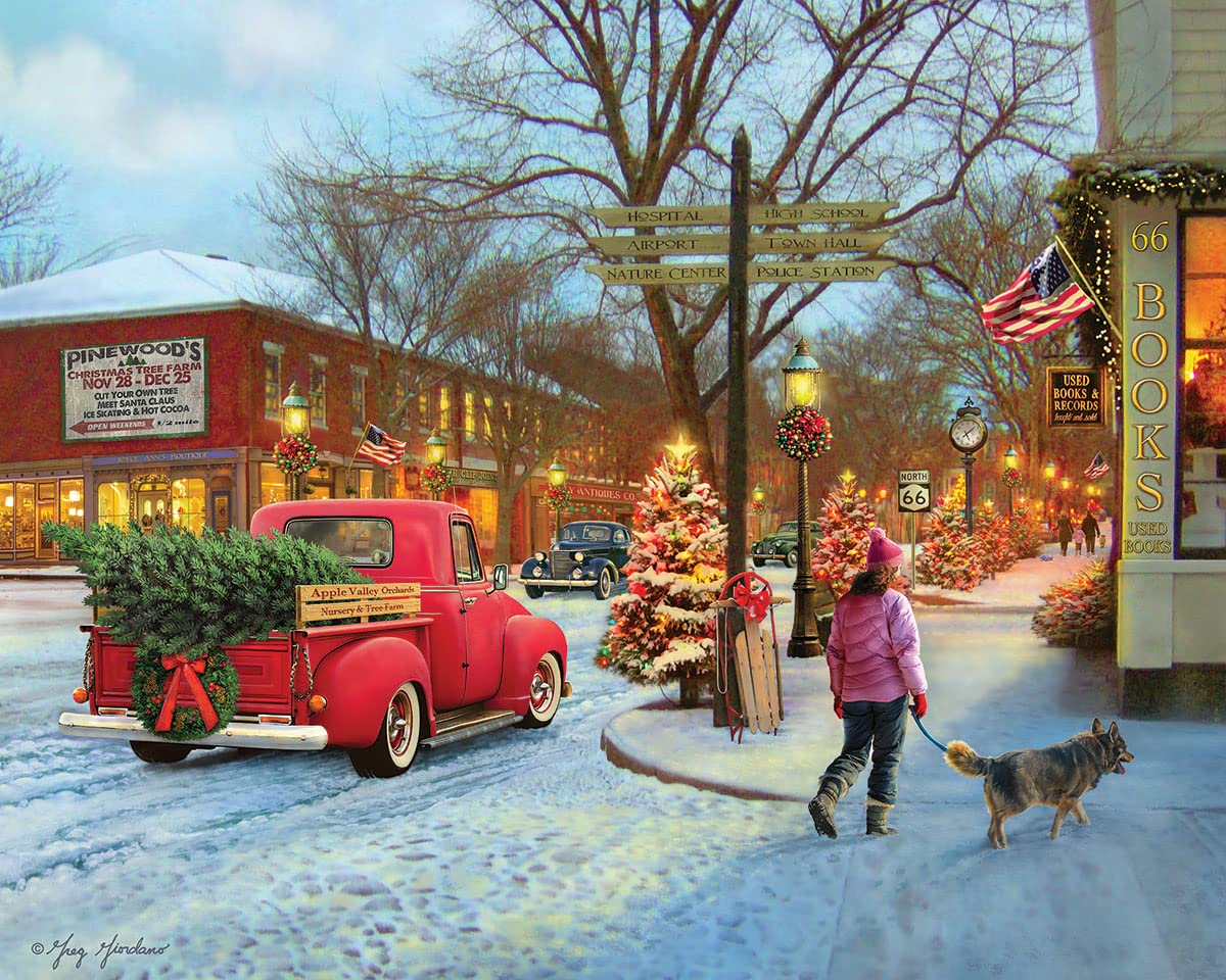 White Mountain Main Street Christmas Puzzles 1000 Pieces Winter Puzzle Jigsaw for Adults and Family