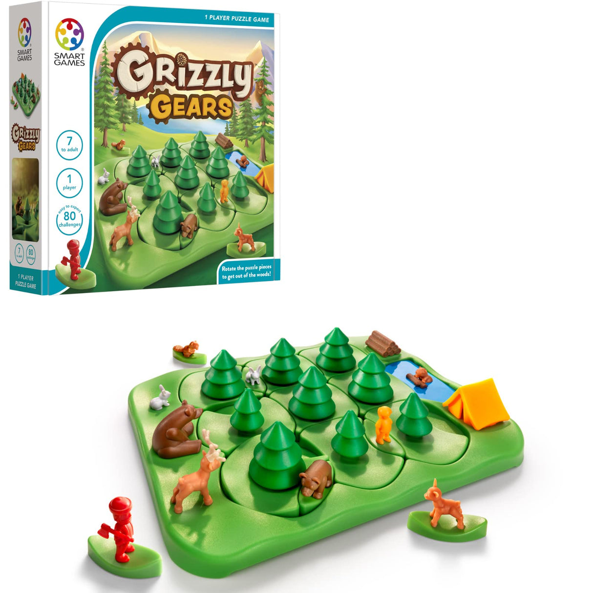 SmartGames Grizzly Gears Game with 80 Challenges for Ages 7 - Adult