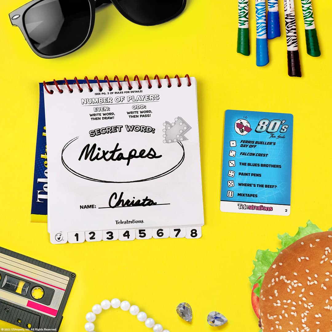 Telestrations 80s/90s Expansion Pack | Featuring 600 Totally Awesome Words, Phrases, and References | Great New Addition to Telestrations Party Game