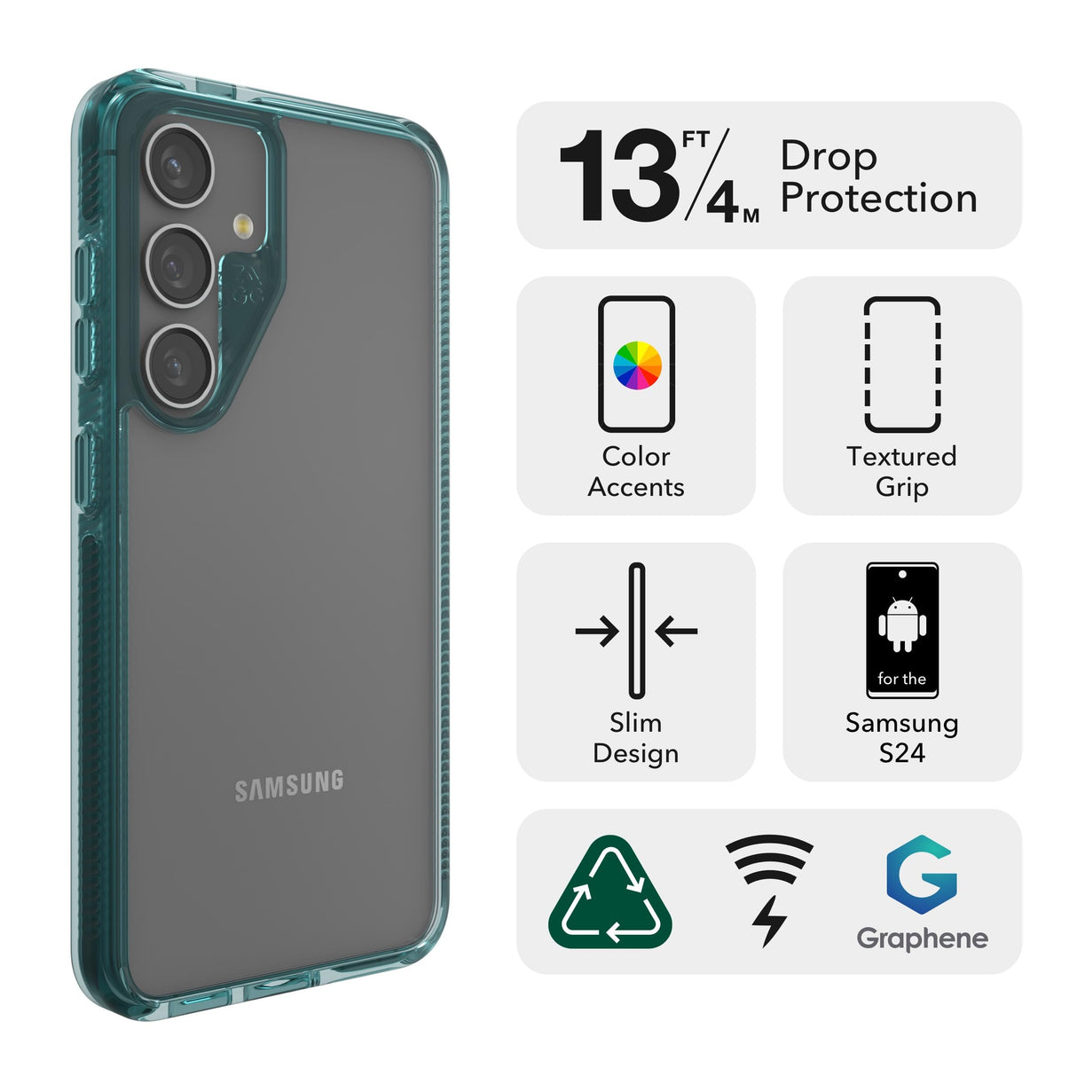 Zagg - Santa Cruz Case For Samsung Galaxy S24 - Aquamarine