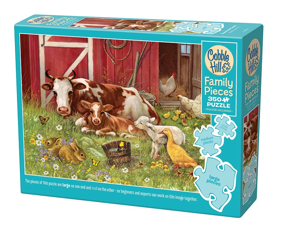 Cobble Hill Family Piece's 350 Puzzle - Barnyard Babies - Sample Poster Included