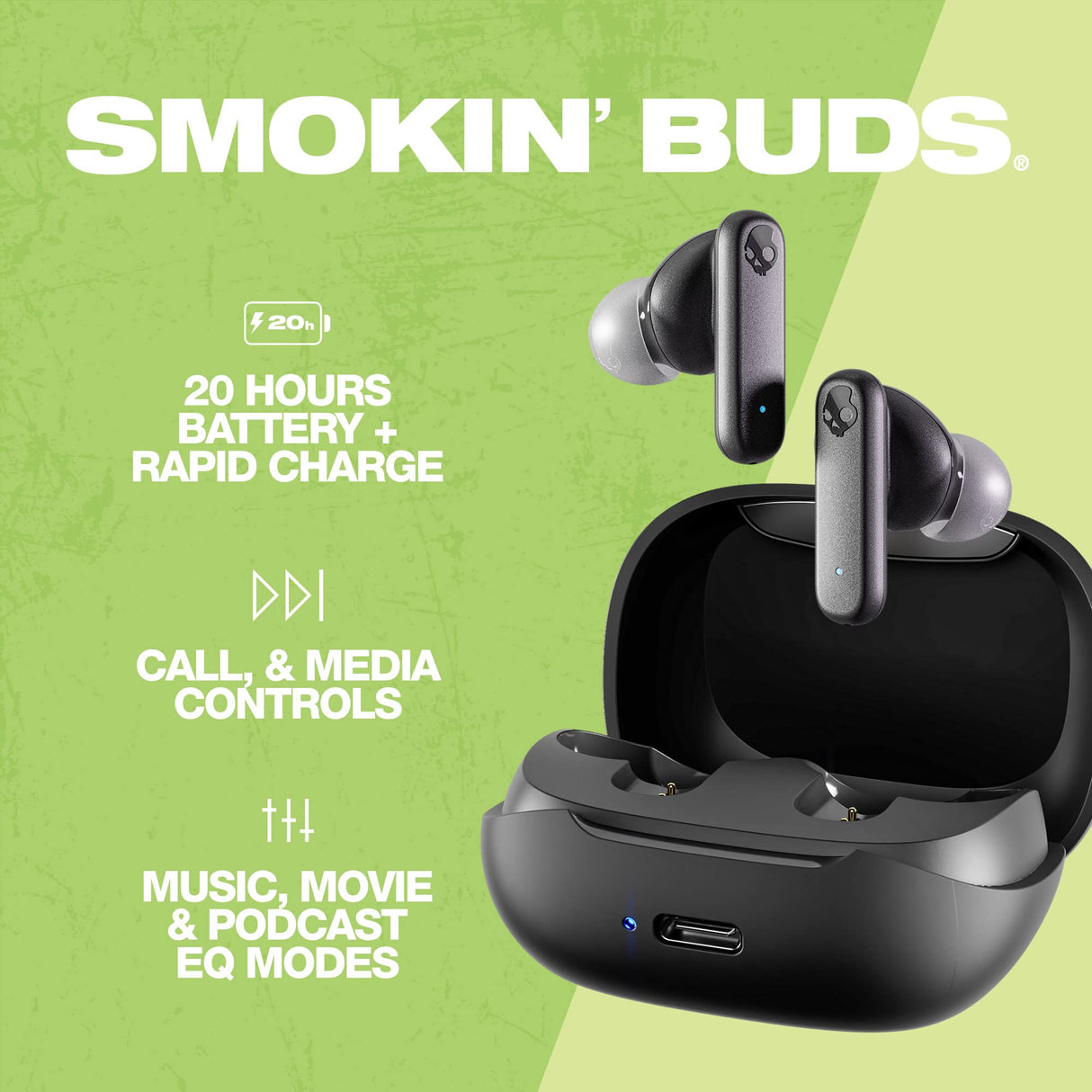 Skullcandy - Smokin Buds True Wireless In Ear Headphones - True Black