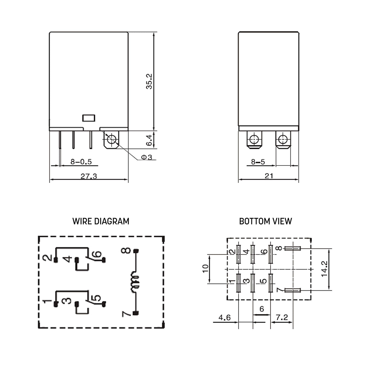 12V DC/10A DPDT RELAY SWITCH