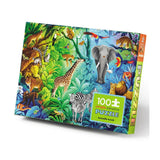 Crocodile Creek Holographic Foil Puzzle, 100 Piece Puzzle for Ages 5 Years with Heavy Duty Storage Box, 24 x 18 in, Jungle Paradise