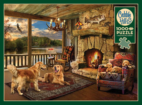 Cobble Hill 1000 Piece Puzzle - Lakeside Cabin - Sample Poster Included - image 5