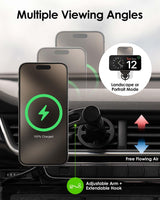 Mophie - Snap Plus Wireless Charging Car Vent Mount With Qi2 - Black