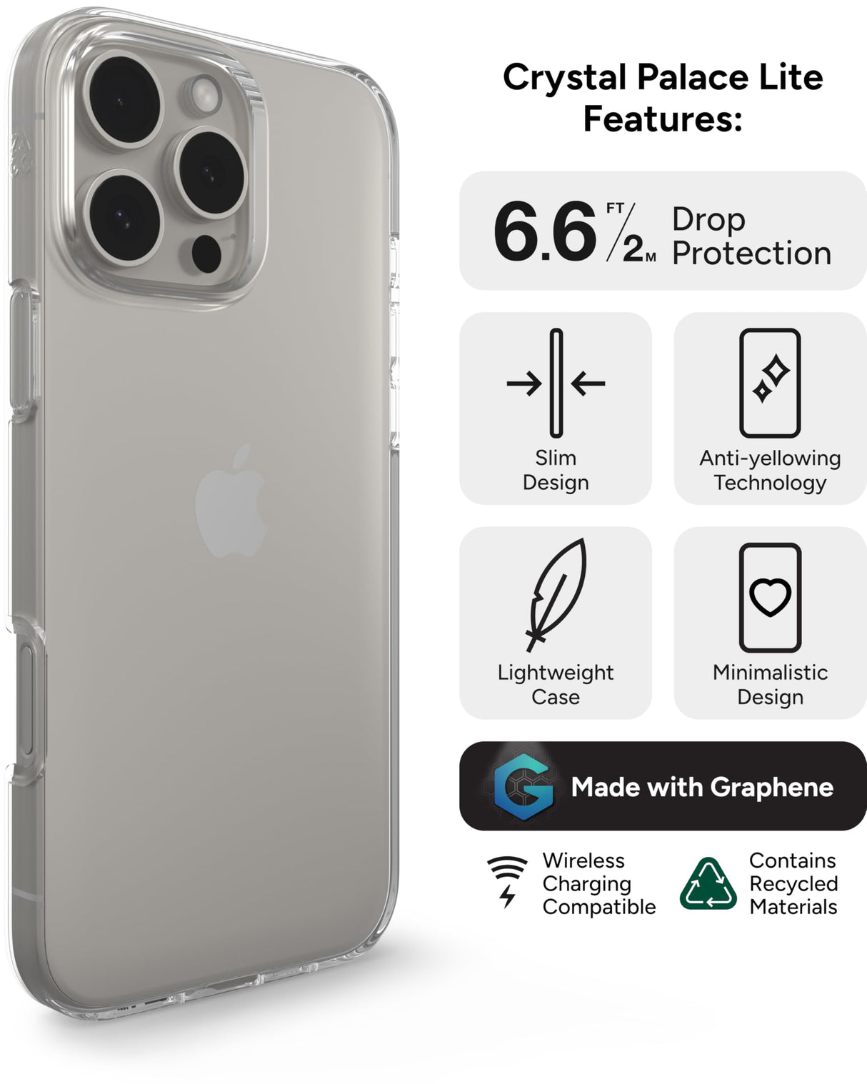 Zagg - Crystal Palace Lite Case For Apple Iphone 16 Pro Max - Clear