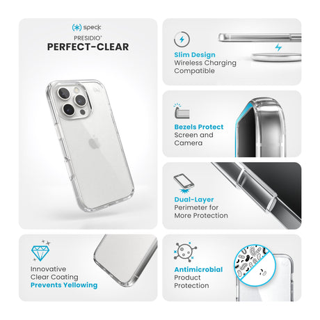 Speck - Presidio Perfect Clear Case With Clicklock For Apple Iphone 16 Pro - Clear