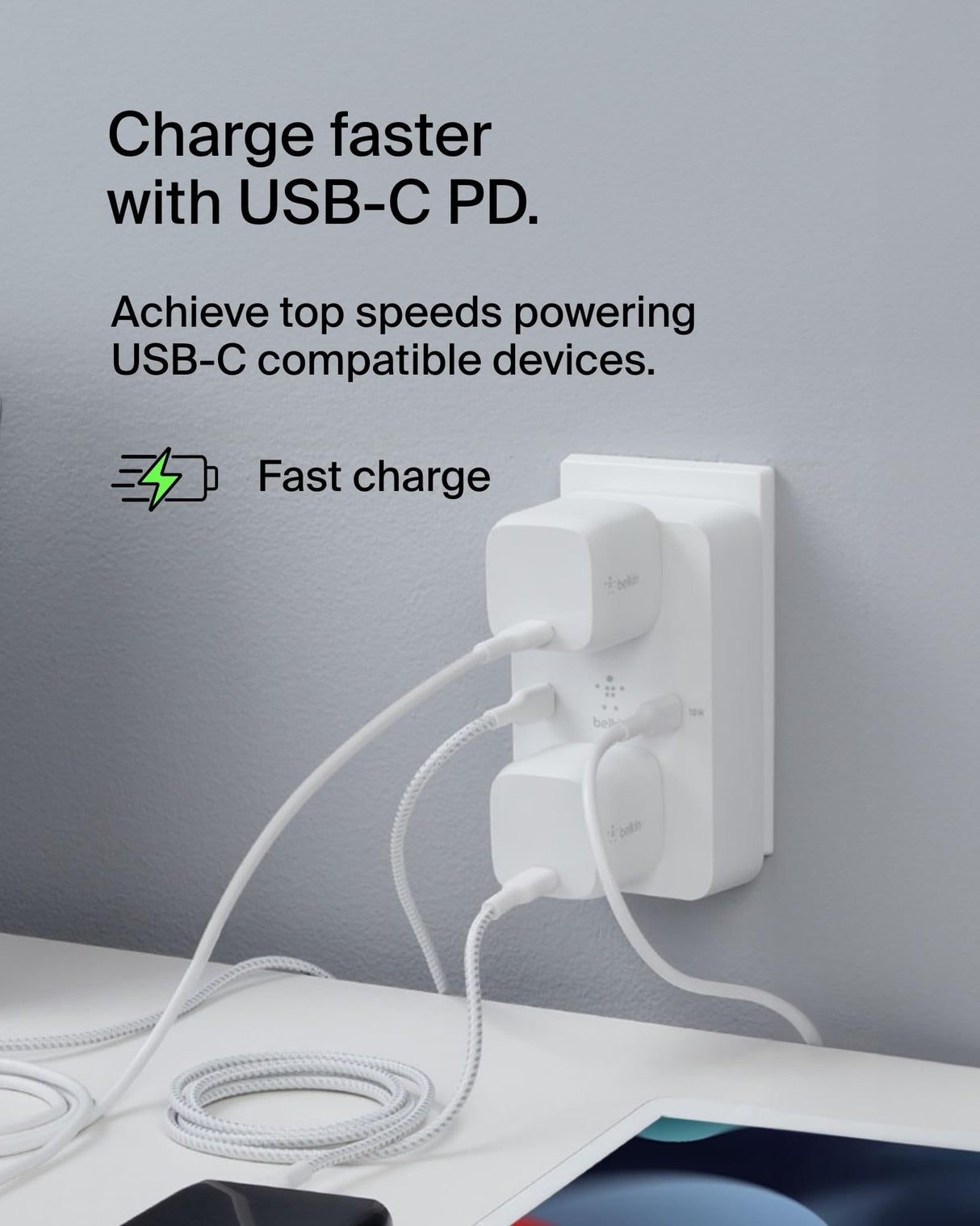 Belkin - Boostcharge Gan Usb C Wall Plate 68w - White